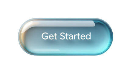 Sleek blue button inviting action with 'Get Started' text, set on an isolated transparent