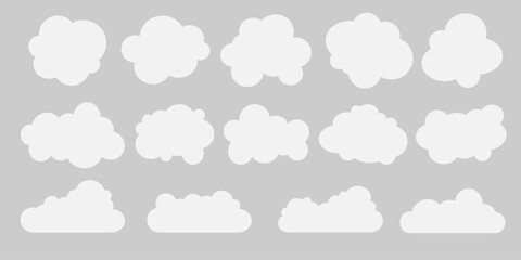 Different cloud shapes displayed on a light background, ideal for creative and artistic projects.