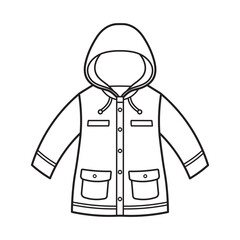 Hand drawn Kids drawing Cartoon Vector illustration raincoat icon Isolated on White Background