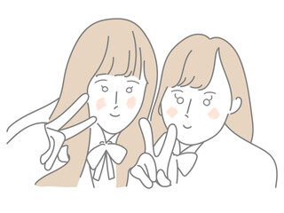 イラスト　女性　二人