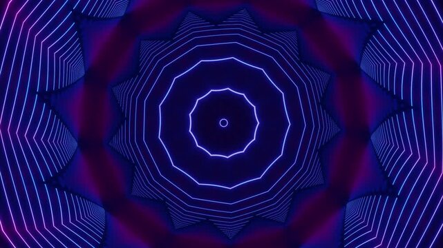 Neon blue and purple gradient mandala pattern, geometric design element for website background or overlay effect
