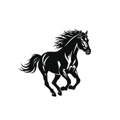 Vector illustration of black silhouette of a galloping horse