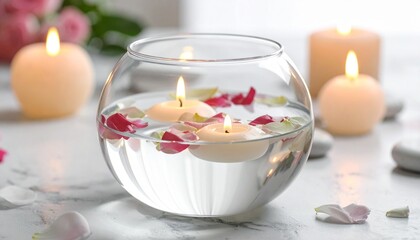 candle and rose petals
