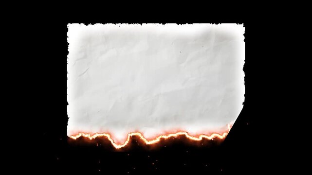 burnt paper Edge with Fire and Smoke Animation with transparent background 