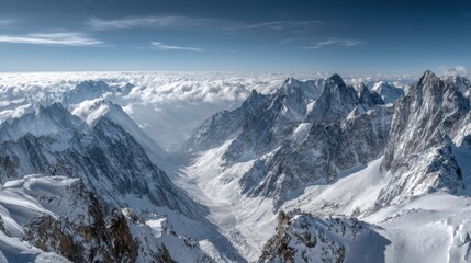 Obraz premium A Sea Of Clouds Phenomenon In A Snowy Alpine Valley