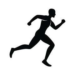 Obraz premium running man silhouette design, running athlete silhouette art, jogger man black silhouette, marathon runner silhouette vector, fitness running man outline