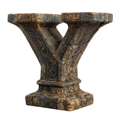 Three Dimensional Stone Letter Y Sculpture