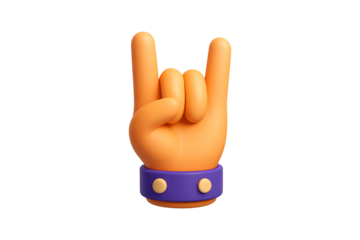 Stylized Hand with Rock and Roll Sign, Gesture Icon, Isolated on Transparent Background