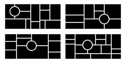 Set of rectangle photo gallery mosaic collage vector illustration