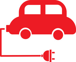 vector illustration of red eco car