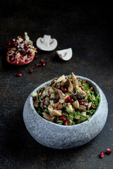 Deliciously Vibrant Mushroom Salad Enhanced with Pomegranate Seeds and Fresh
