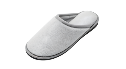 Comfortable gray slipper isolated on transparent background for relaxing at home