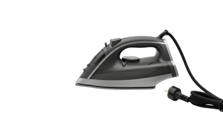 Modern electric iron for clothes isolated on transparent background, household appliance