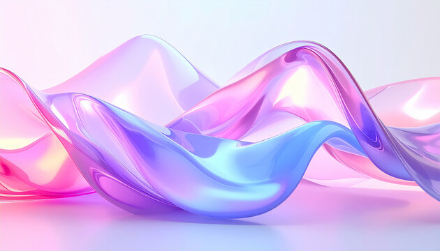 Abstract iridescent sculpture, wavy, flowing, pastel pink, purple, and blue, 3D render.colours, curve, smooth, fluid, form, graphic, image, abstract, art, elegant, illustration, liquid,Generative Ai