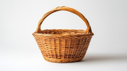 Obraz premium empty wicker basket against white background