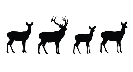 Majestic deer silhouettes collection representing wildlife nature forest animals vector © Sazid