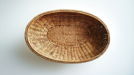 empty wicker basket against white background