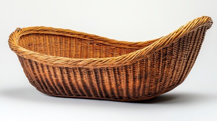 Obraz premium empty wicker basket against white background