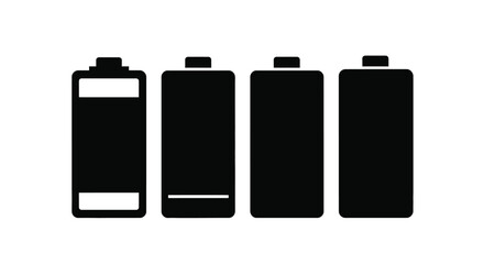 Four battery icons showing different charge levels from empty to full power vector