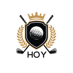 Obraz premium HOY Luxury Company logo. HOY Golf Club logo design for entrepreneur and business. HOY Sports Vector best icon. 