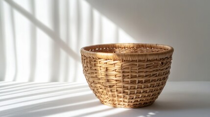 Fototapeta premium empty wicker basket against white background