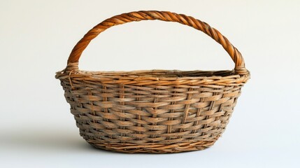 Obraz premium empty wicker basket against white background