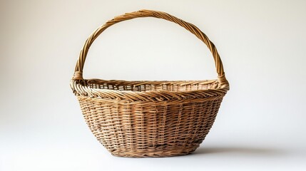 Fototapeta premium empty wicker basket against white background