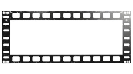 Old grunge movie film long strip vintage filmstrip roll frame isolated on a transparent background