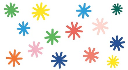 Playful arrangement of brightly colored stars brings a whimsical and celebratory feeling on white