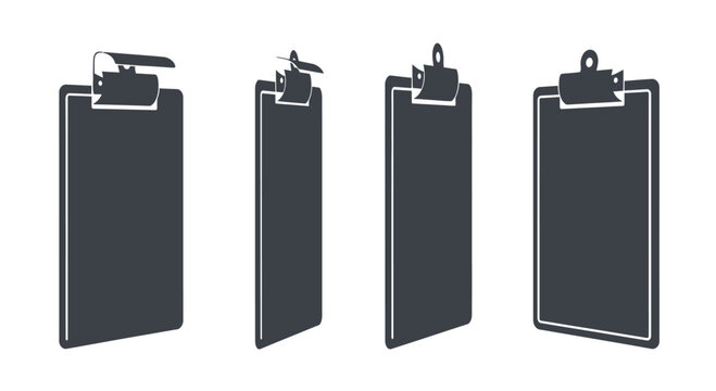 Clipboard collection four different angles isometric view isolated vector