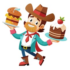 Funny cartoon chef with sandwich