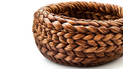 Obraz premium handmade wicker basket, side profile, white background 
