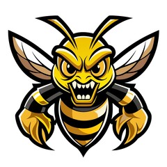 Angry hornet mascot on transparent background