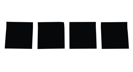 Obraz premium Four black squares with rough edges arranged horizontally isolated on vector