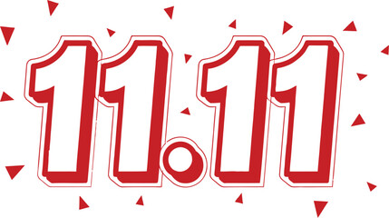 Festive 11.11 sale event with scattered red confetti and bold white numbers