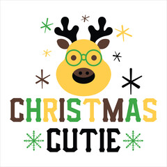 Christmas Cutie  Retro Funny Christmas T-SHIRT DESIGN