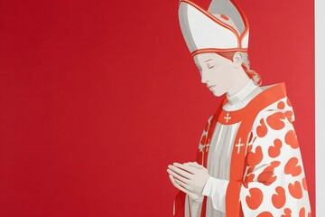 Saint Genevieve is depicted in a timeless serene style perfect for spiritual banners.