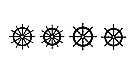 Fototapeta premium Collection of vintage nautical ship wheels for maritime and sailing projects vector