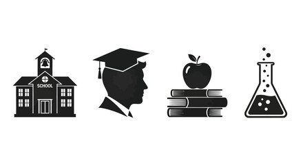 Education icons representing graduation learning science and academia symbols vector