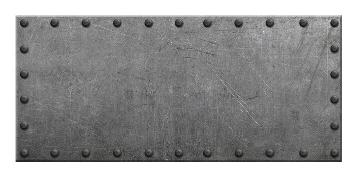 Metal background, riveted metal plate