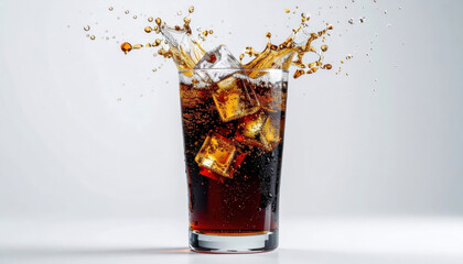 Dynamic Cola Splash on a White Background