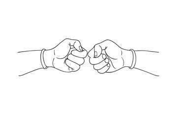 Fist Bump Line Art Illustration Symbol of Teamwork and Unity