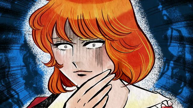失望し喚く赤髪イケメン王子70年代風少女漫画イラスト