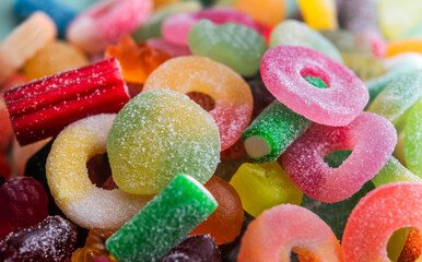 Colorful candies on plate