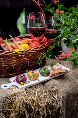 Gourmet Snacks and Fine Wine Served in a Beautifully Rustic