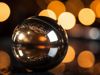 Snooker Ball Macro with Elegant Golden Light Bokeh