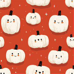Seamless pattern of halloween Day with white pumpkin for wall poster