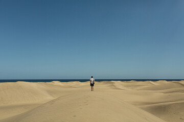 Person Walking on Sand Dunes by the Ocean