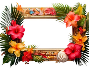 Tropical Themed Photo Frame, Transparent Background