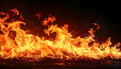 Close-up fire flames on black background